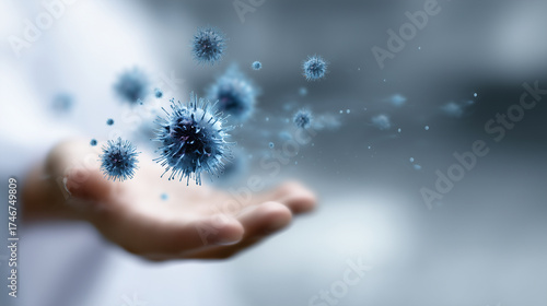 Microorganisms spreading in hospital concept of hygiene and disease prevention bacteria, hospital, infection, pathogen, contamination, disease, microbiology, healthcare, germs, hyg