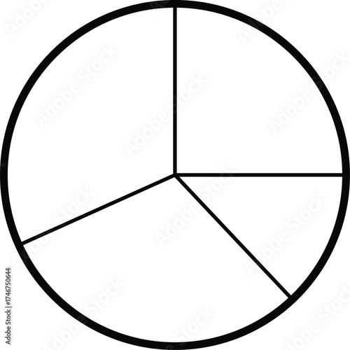 simple single icon with black and white line art productivity theme in the form of a progress wheel or pie chart
