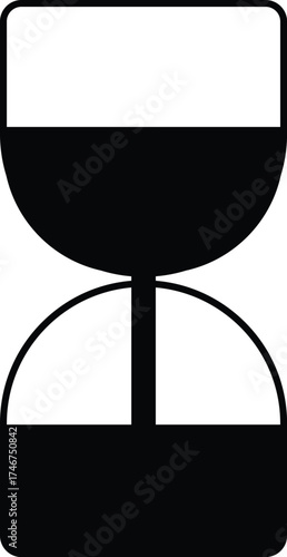 single icon simple with black and white line art productivity theme in the form of an hourglass timer