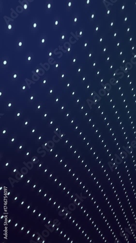 Abstract blue dot wavy dynamic pattern graphic design on visual dark vertical background