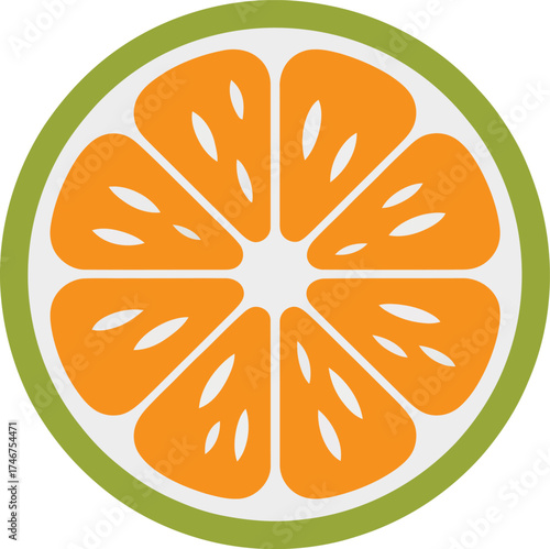 Green and Orange Round Fruit Section Graphic