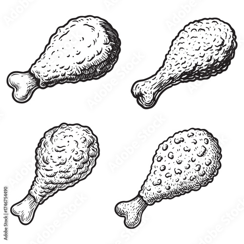 Illustration of fried chicken leg, fried chicken fast food menu vector
