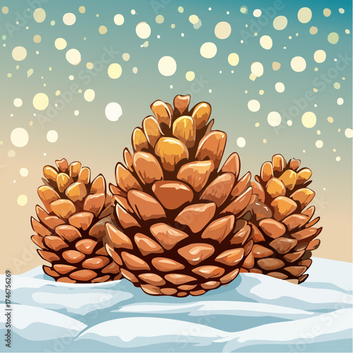 📸 14. Tannenzapfen im Schnee mit Lichterkette