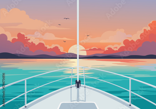 Picturesque golf course landscape illustration with rolling green hills, sand traps, and distant mountains under a tranquil sky, perfect for sports and outdoor themes