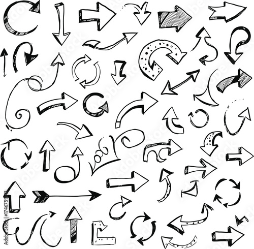 Vector art of collection of hand drawn arrows in vector