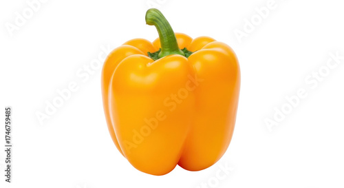 Isolated yellow bell pepper with a green stem for adding color and flavor to food dishes