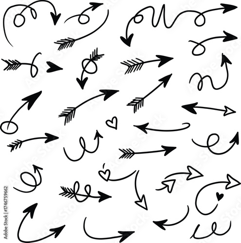 Vector art of hand drawn arrow collection for creative design