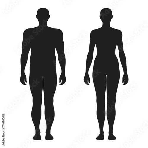 Two full body human silhouettes side by side male and female figures