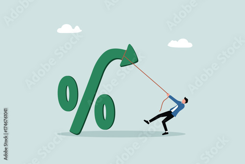 Lowering interest rates. Entrepreneurs pull the percentage sign down.