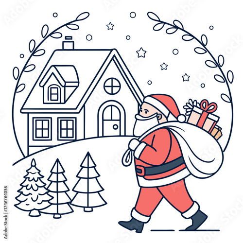 santa claus with a house