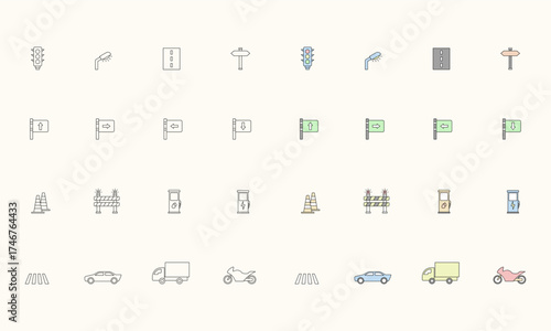 Traffic sign icon set. Traffic theme. Vector illustration