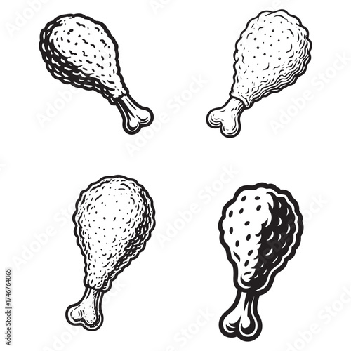 Illustration of fried chicken leg, fried chicken fast food menu vector
