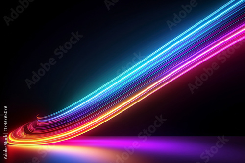 Futuristic Cyberpunk Light Streaks, Dynamic Data Transfer Visualization