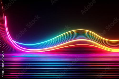 Colorful Car Light Trails, Abstract Urban Night Racing Vector Graphic