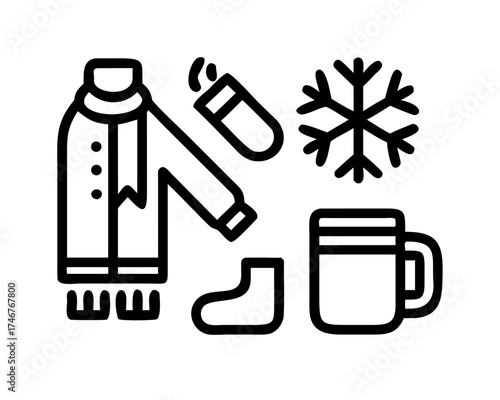 Icon set of winter season elements