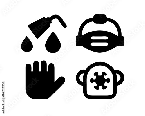 Icon set of safety measures against virus