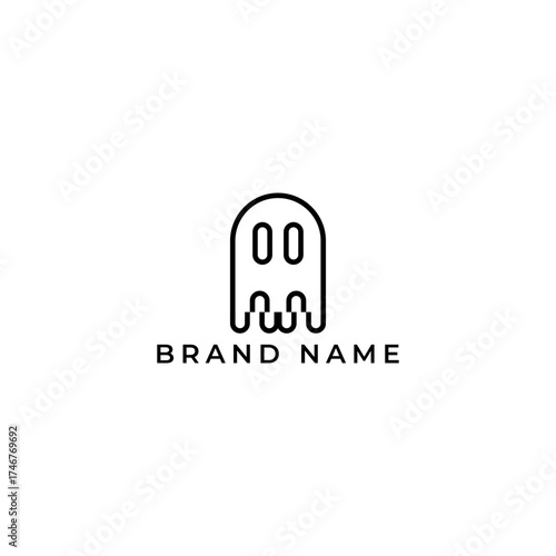 ILLUSTRATION GOST HALLOWEN CHARACTER BLACK COLOR ICON LOGO LINES DESIGN VECTOR