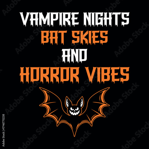 Vampire Nights Bat Skies and Horror Vibes Halloween Shirt
