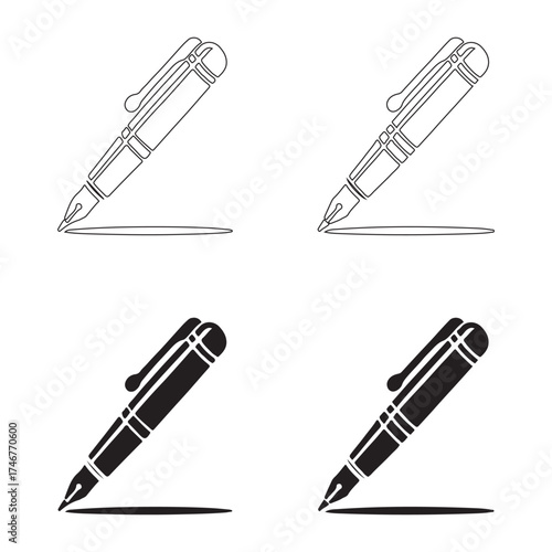 Rollerball Pen Solid Icons Writing Collection