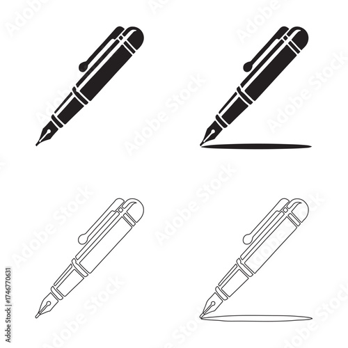 Rollerball Pen Solid Icons Stationery Pack