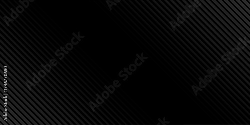 Black oblique straight line background. Masculine dark linear abstract wallpaper. Elegant luxury striped gradient texture. Grey diagonal lines backdrop for flyer, banner, poster, presentation. Vector