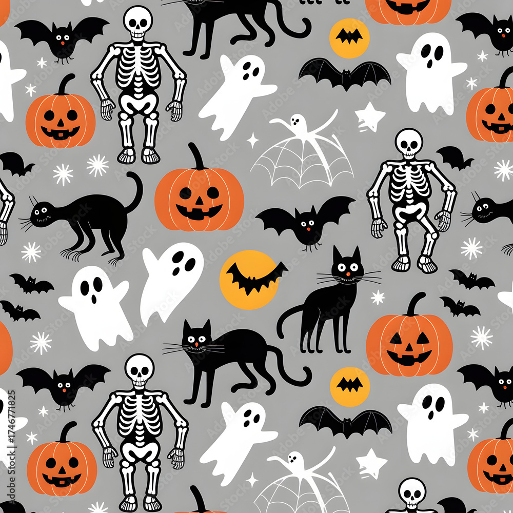 Fototapeta premium halloween pattern orange gray