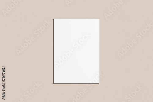 Blank white paper mock up isolated on soft background.  A4 size mock up. 3D illustration. 
