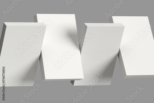Business card mockup on a grey background. Textured business card mock up for design template. 3D illustration. 