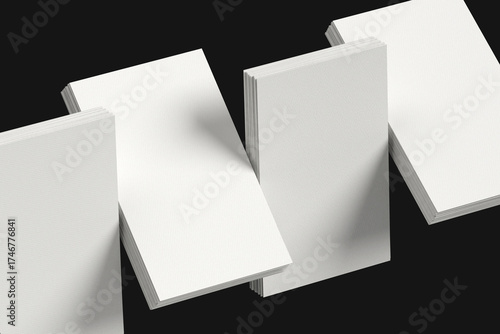 Business card mockup on a grey background. Textured business card mock up for design template. 3D illustration. 
