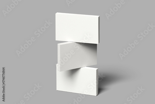 Business card mockup on a grey background. Textured business card mock up for design template. 3D illustration. 