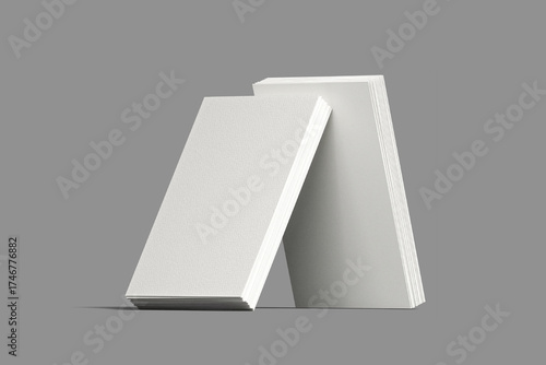 Business card mockup on a grey background. Textured business card mock up for design template. 3D illustration. 