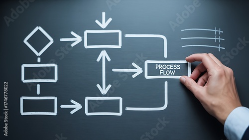 Hand adding process flow chart block to complete the workflow diagram on blackboard