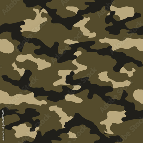 Classic woodland army camouflage texture for background design. Vector Illustrations. EPS Editable