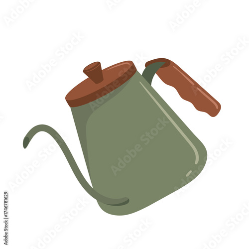 Modern Gooseneck Kettle for Pour-Over Coffee Vector