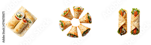 Sushi Burritos on transparent background top view