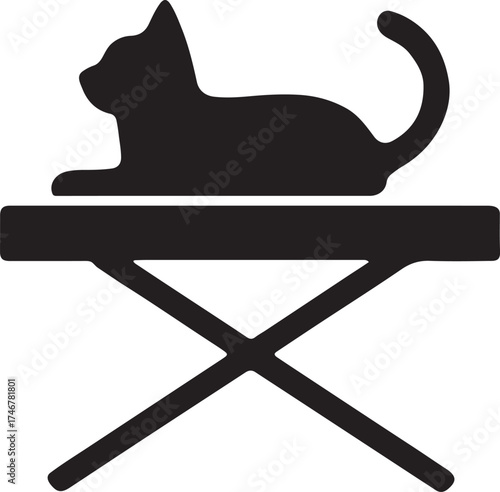 Cat silhouette lying on clinic bed symbolizing veterinary care and pet health services.