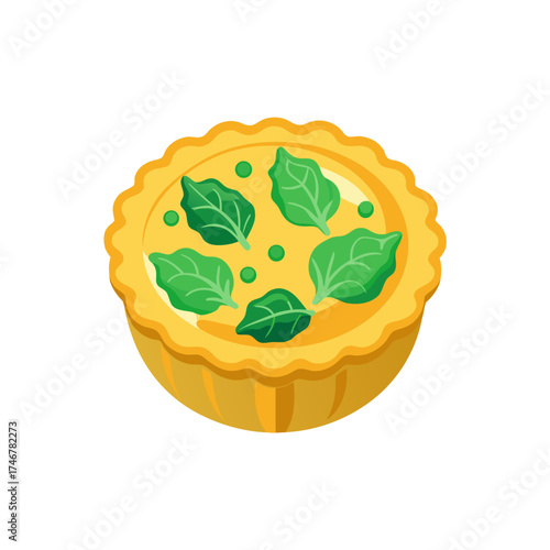 mini quiche  spinach and feta  on a white backgrou