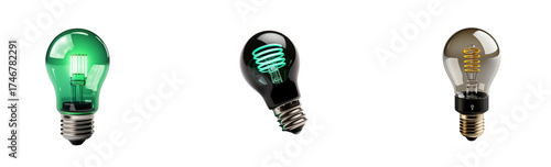 A modern smart light bulb with energy-saving label and Wi-Fi connectivity icon isolated on a clean transparent background.