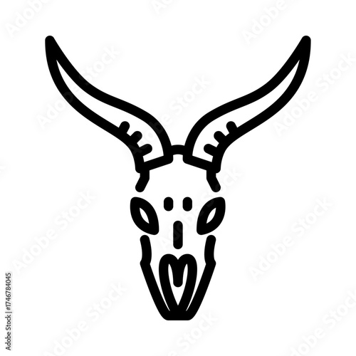 Goat Skull outline icon. Long horn goat line art illustration.