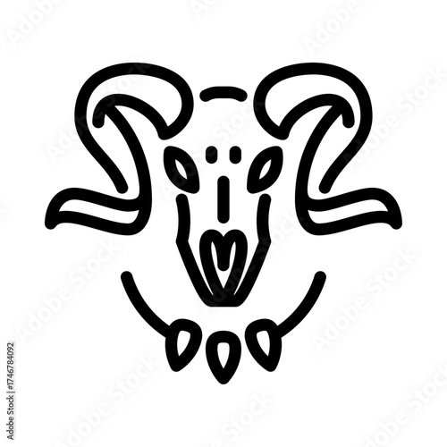 Ram Skull outline icon. Ethnic goat skull line art illustration.