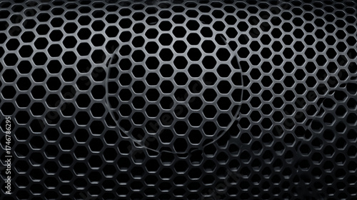 Close up of Black Hexagon Speaker Grill Texture Modern Design and Technology Cozy November Home
