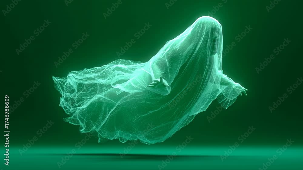 Ghost Cloth Model 3D Ghost Cloth Floating in Air with Realistic Fabric Motion, Isolated ...