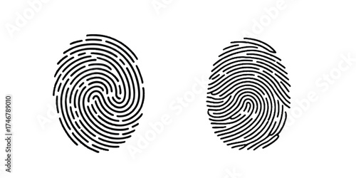 Finger print id authentication symbol set. Fingerprint, biometric,set of finger print fingerprint lock secure security logo vector icon.