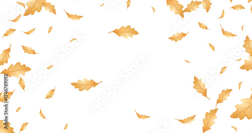 Autumn background with oak leaves. Orange oak leaf in flat style