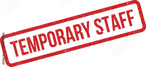 A diagonal red grunge rubber stamp mark indicating temporary staff employment status on a document