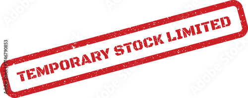 A distressed red rubber stamp mark stating Temporary Stock Limited for inventory or product availability