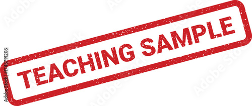 A gritty textured rubber stamp effect clearly presents the educational phrase TEACHING SAMPLE for demonstration purposes