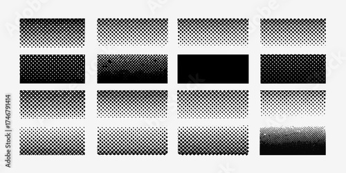 Collection of halftone dot patterns and gradients for graphic design and textures