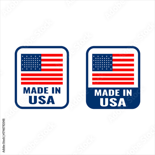 Vector art of made in usa labels with american flag design