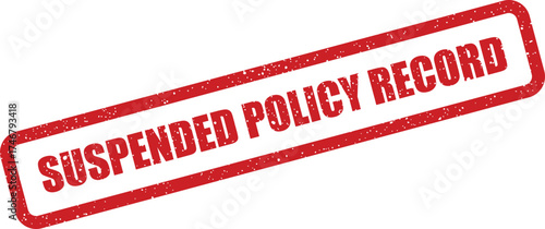 A rectangular suspended policy record stamp illustration with a grunged rubber texture effect
